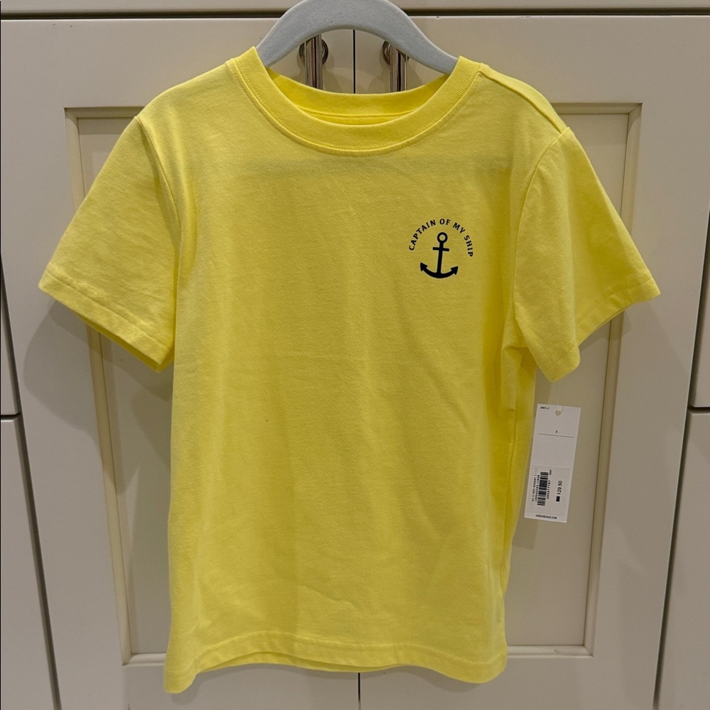 NWT Janie and Jack Yellow Tee with Navy Anchor Emblem